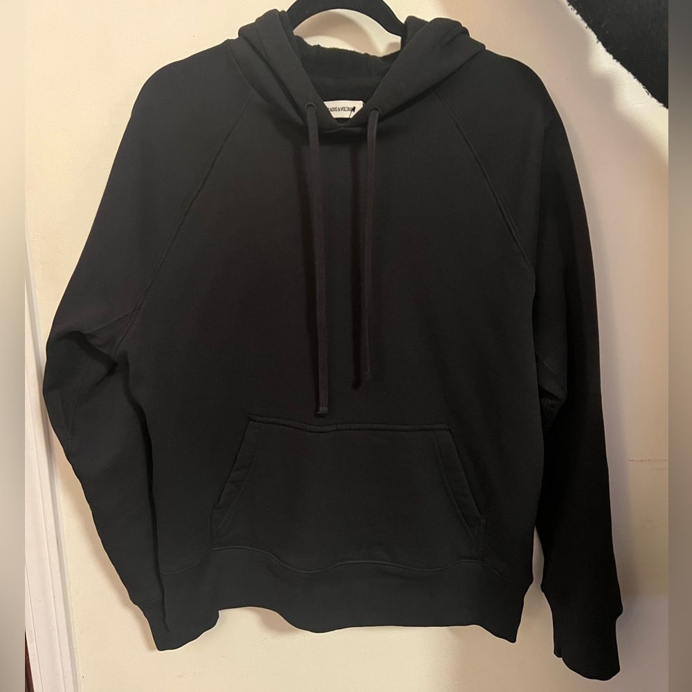 Zadig & Voltaire clipper gold skull foil hoodie, has a pocket in front, fits L